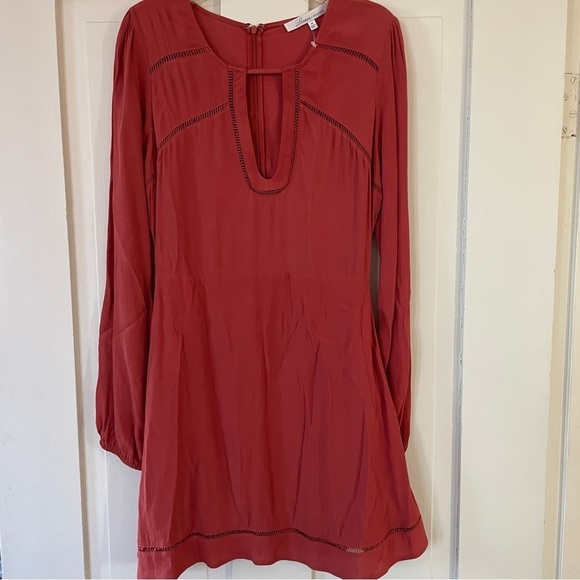 Lovers + Friends Keyhole Long Sleeve Rust Red Burnt Orange Mini Dress Medium - Picture 5 of 13